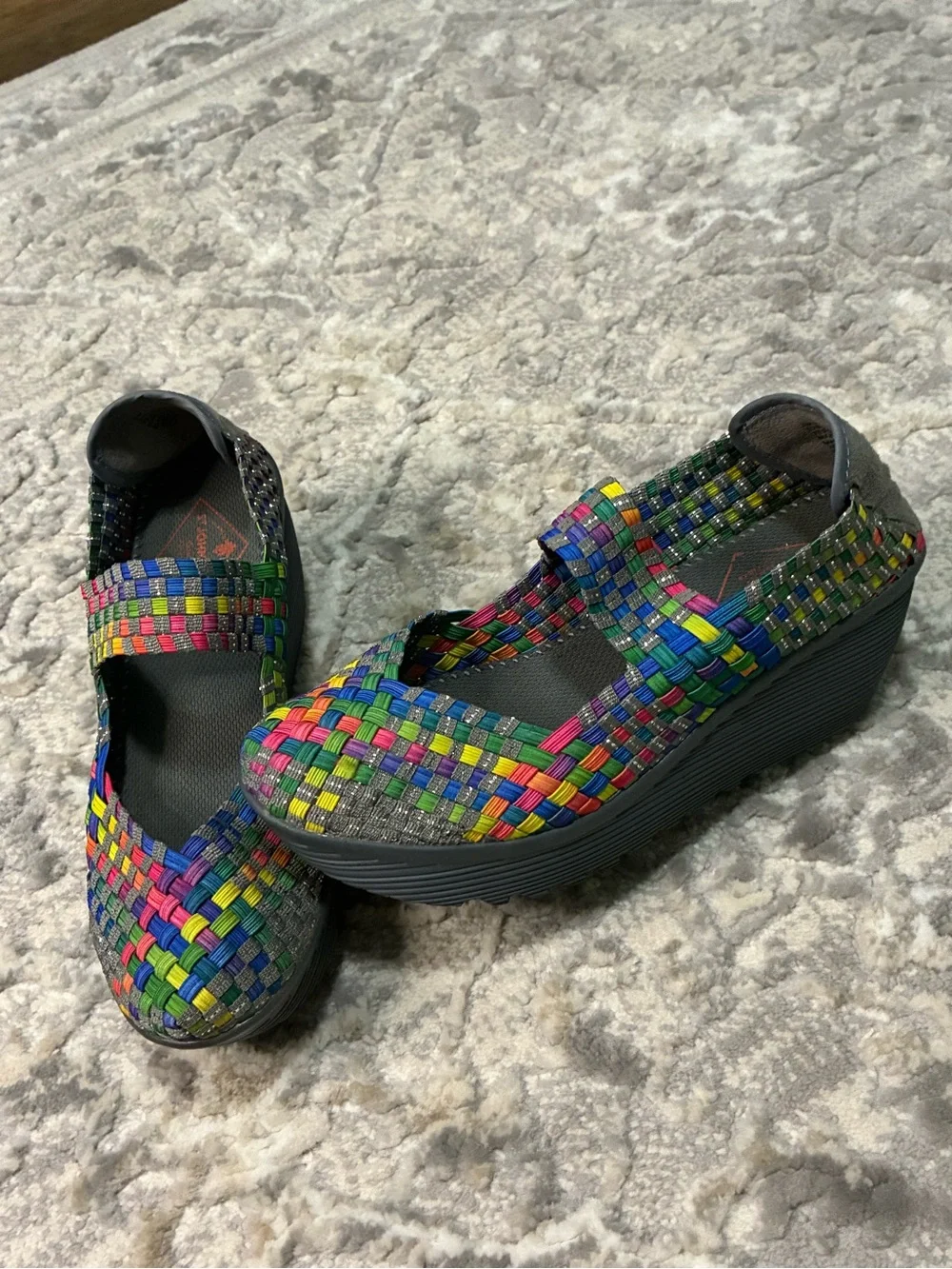 St. John's Bay Multicolor Woven Wedge Mary Janes